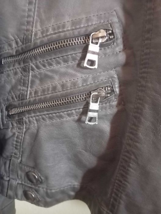 Geaca piele gri marime 42