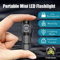 Lanterna Mini LED USB Reîncărcabilă, Lentilă Ochi De Broască, 3 #A5634