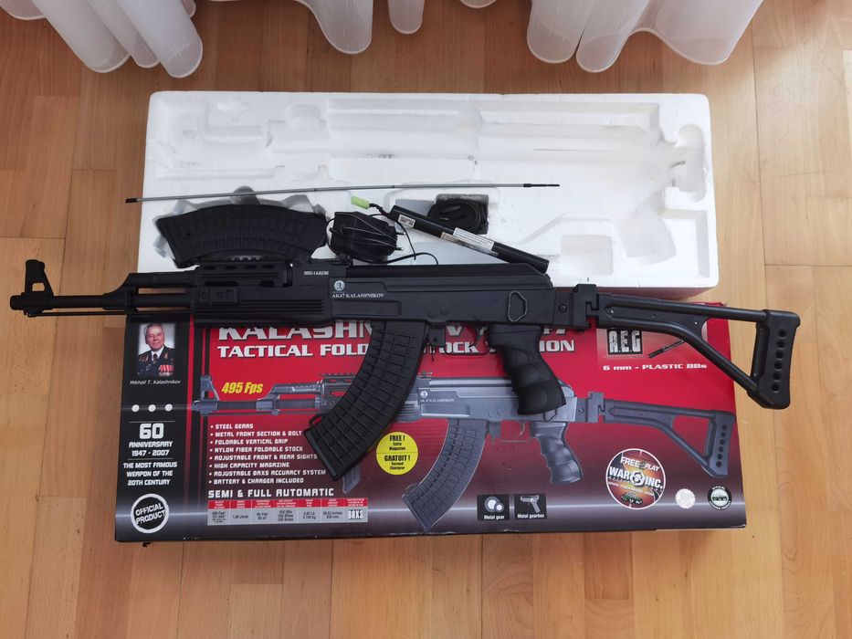 Replică AIRSOFT AK-47 Tactical AEG+bile+mască