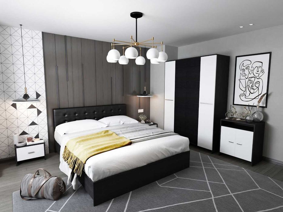 Pat matrimonial Mario tapitat wenge - Transport Gratuit in 4-10 zile