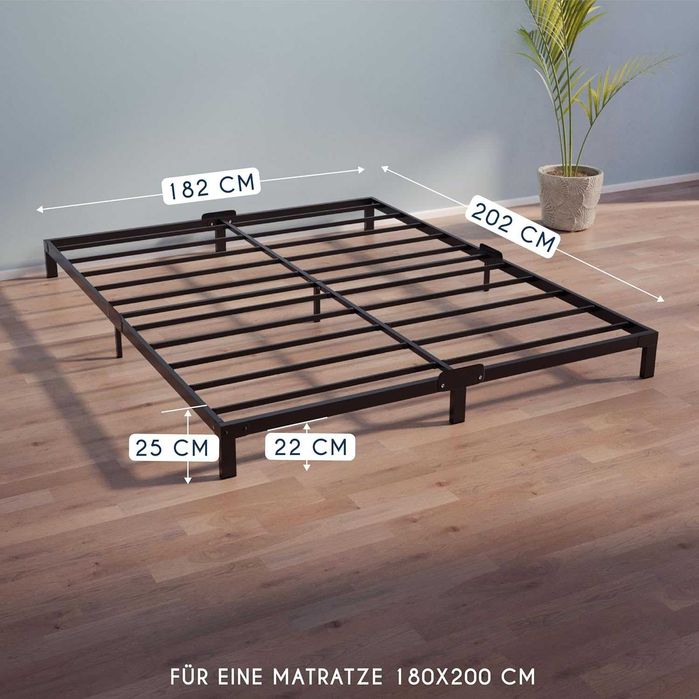 Cadru metalic pat Dreamzie 180 x 200 cm, inaltime 25 cm, negru