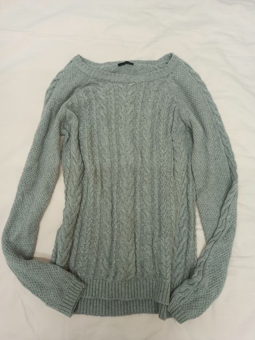 Сладък y2k сив плетен пуловер