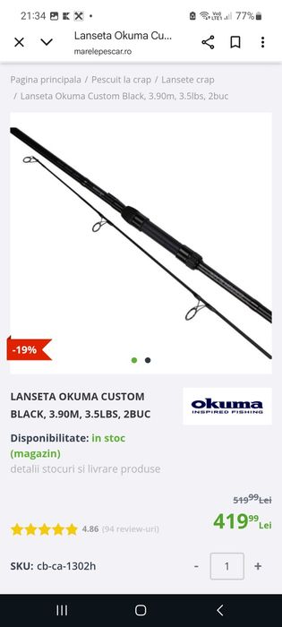 Vand 4 lansete okuma custom black lungime 3.90