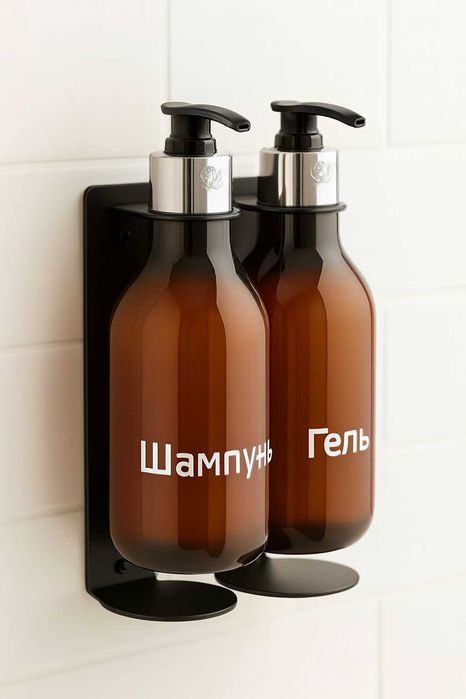 Кронштейн двойной комплект, держатель для жидкого мыло из стали,