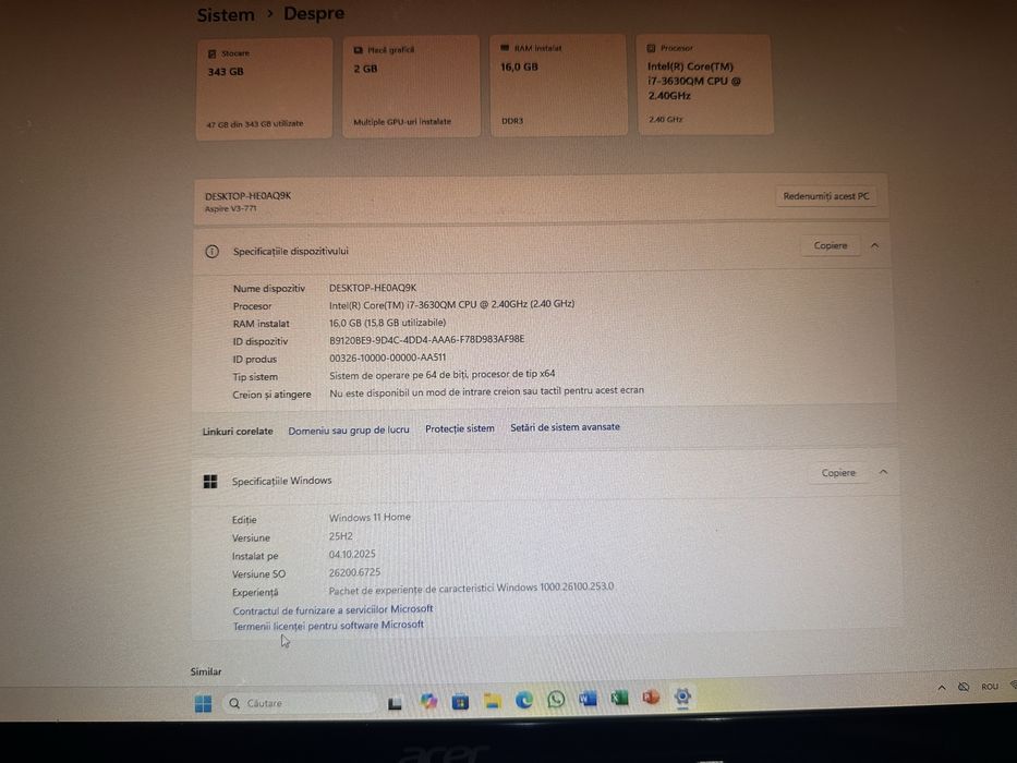 Laptop acer aspire v3 i7