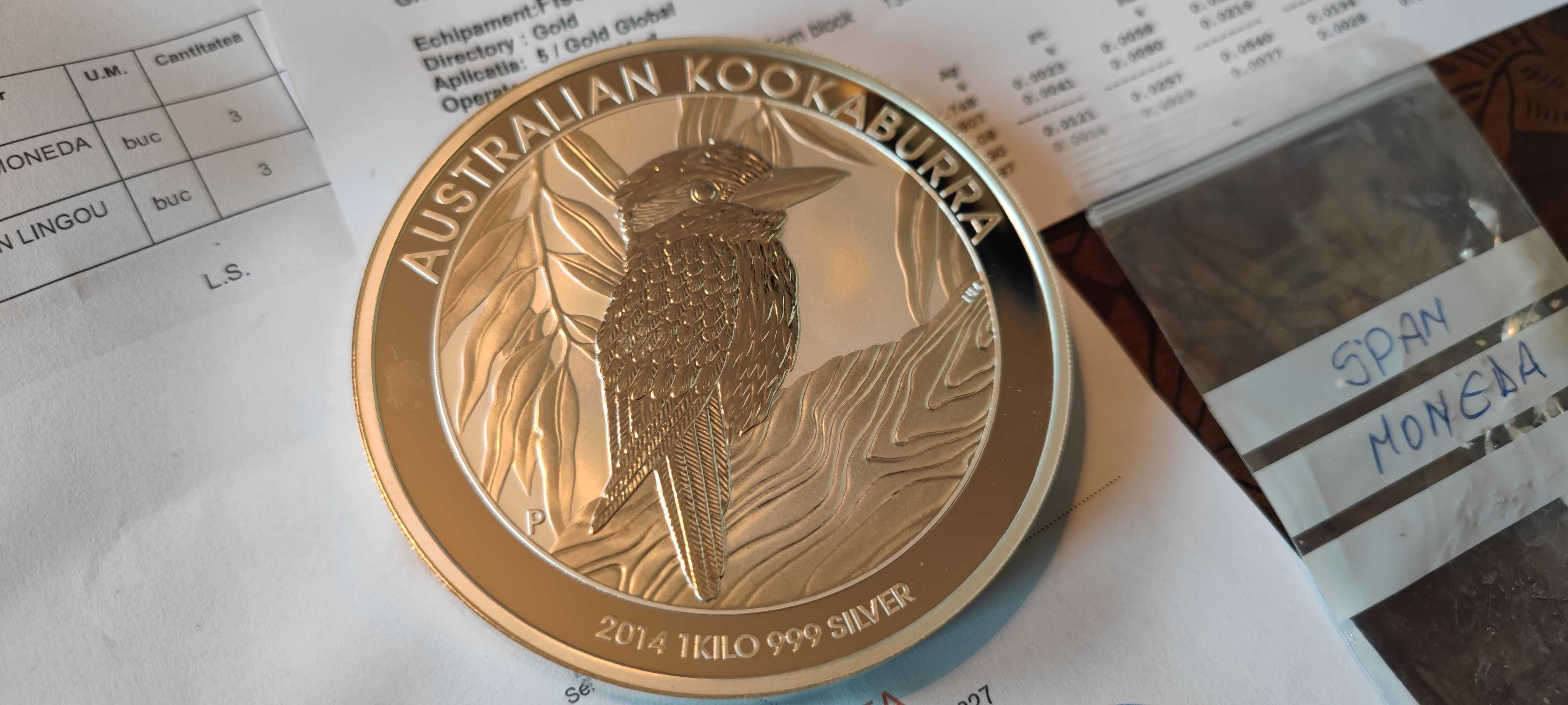 Lingou moneda ARGINT pur 999, 1000g / 1 kg - Kookaburra, Australia