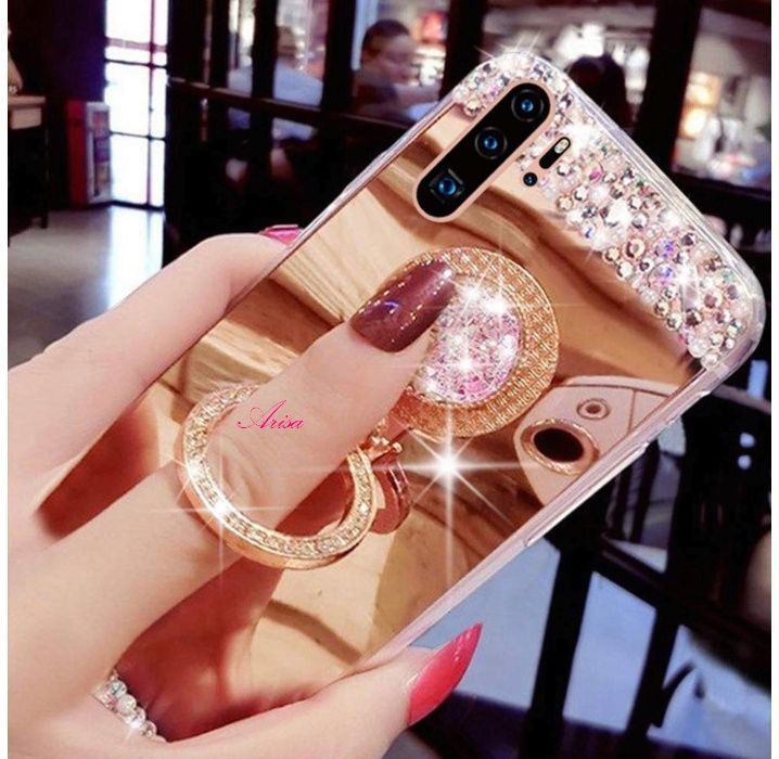 Husa oglinda, pietricele + inel pentru Samsung Galaxy Note 10
