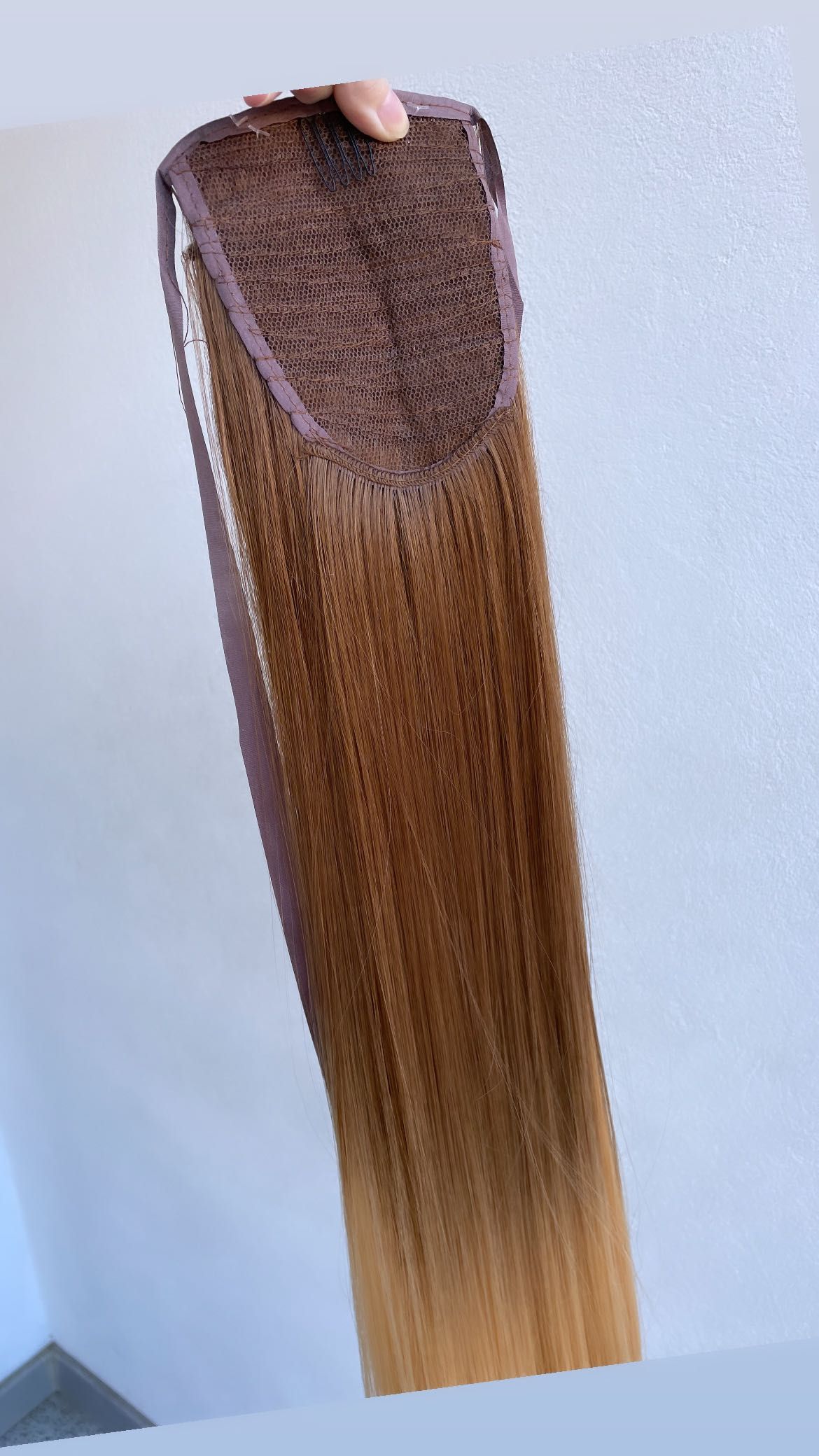 Coadă de păr/ extensie/ extensii ombre saten arămiu cu blond