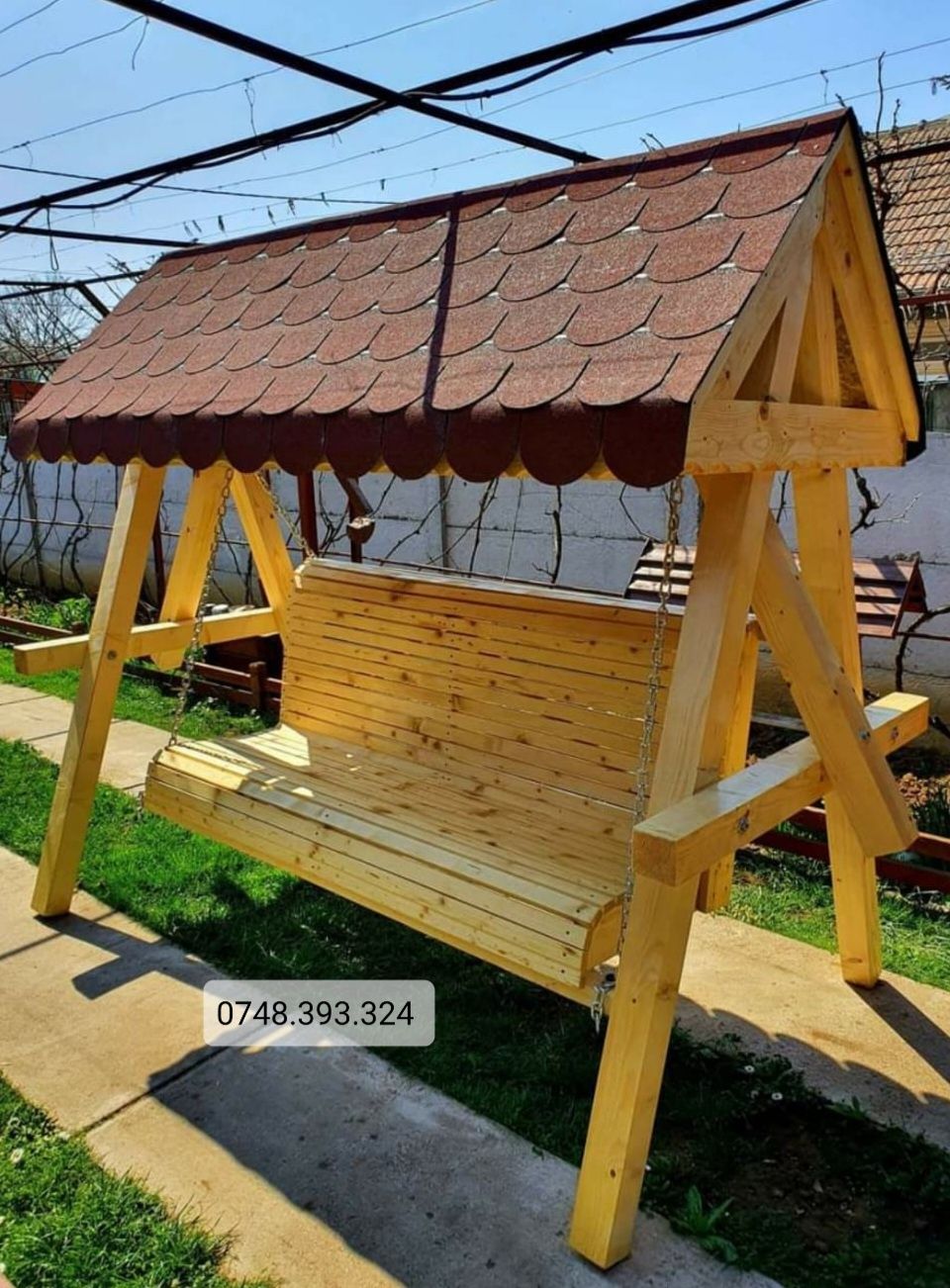 Set masa cu băncuțe  scaune lemn masiv  terasa foișor balansoar