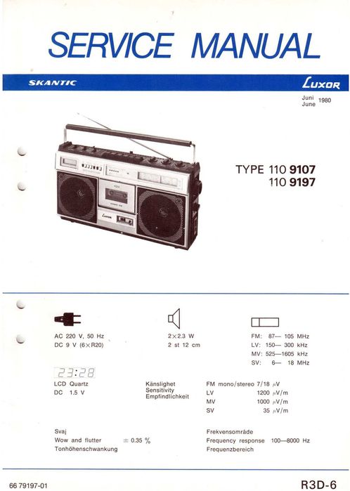 Radio casetofon Luxor 1109197 functional fabricat in Suedia in 1980