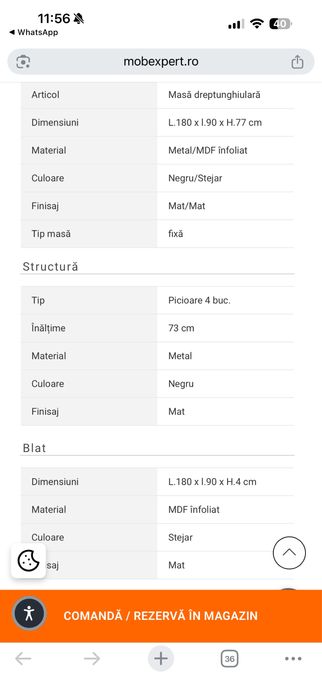 Masa pentru living de 6 persoane