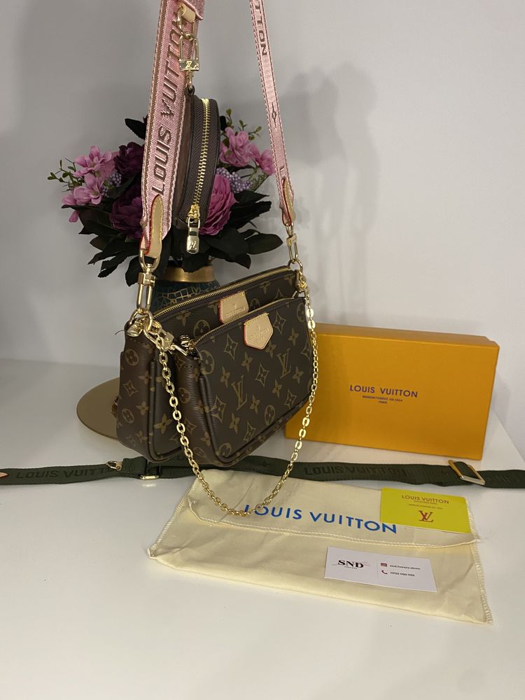 Geanta Louis Vuitton multi pochette 3 piese+cutie piele canvas 100%