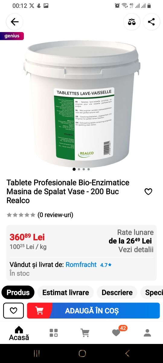 Tablete/pastile/capsule masina de spalat vase 100% BIO