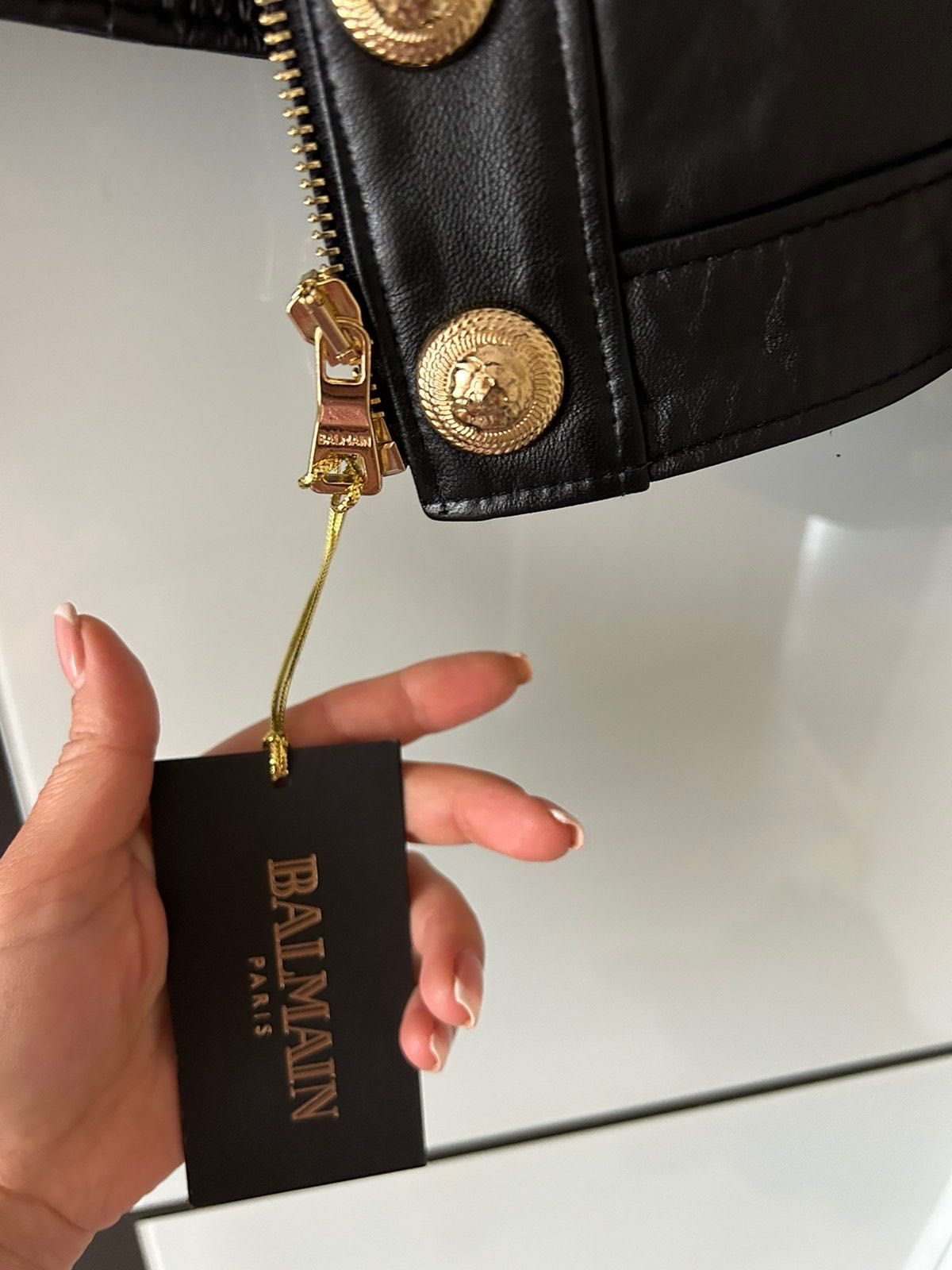 ново стилно яке от естествена кожа оригинал BALMAIN