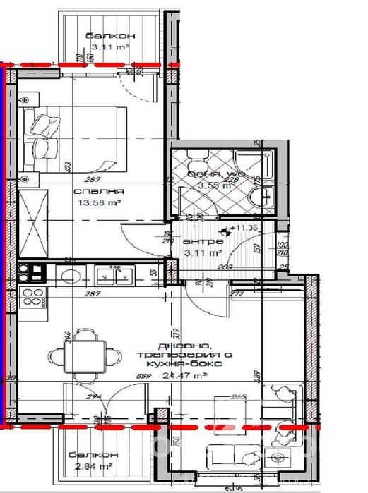 Едностаен апартамент, Варна, Кайсиева градина - 49 050Е