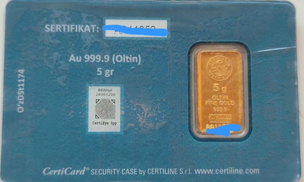 Слитка золота 5,10,20,50 гр