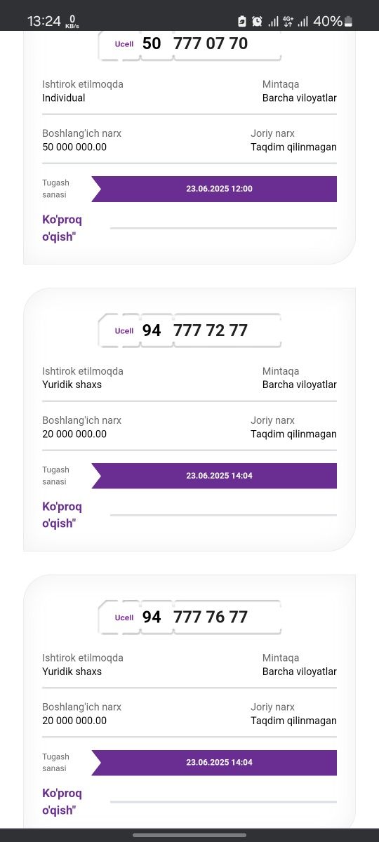 UCELL nomer sotiladi