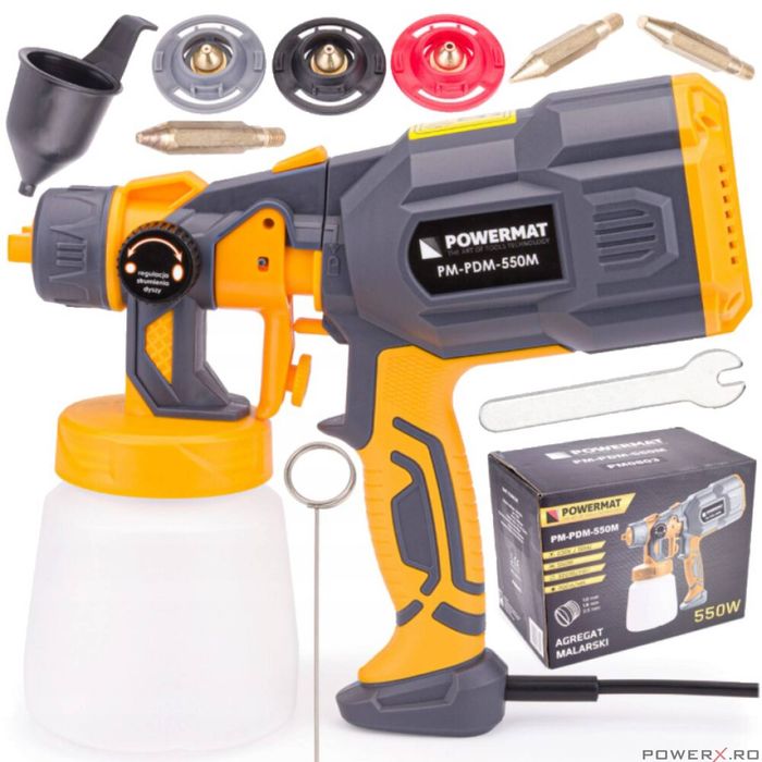 Pistol pentru vopsit electric, 550 W 3 duze 1, 1.8 2.5mm, Powermat