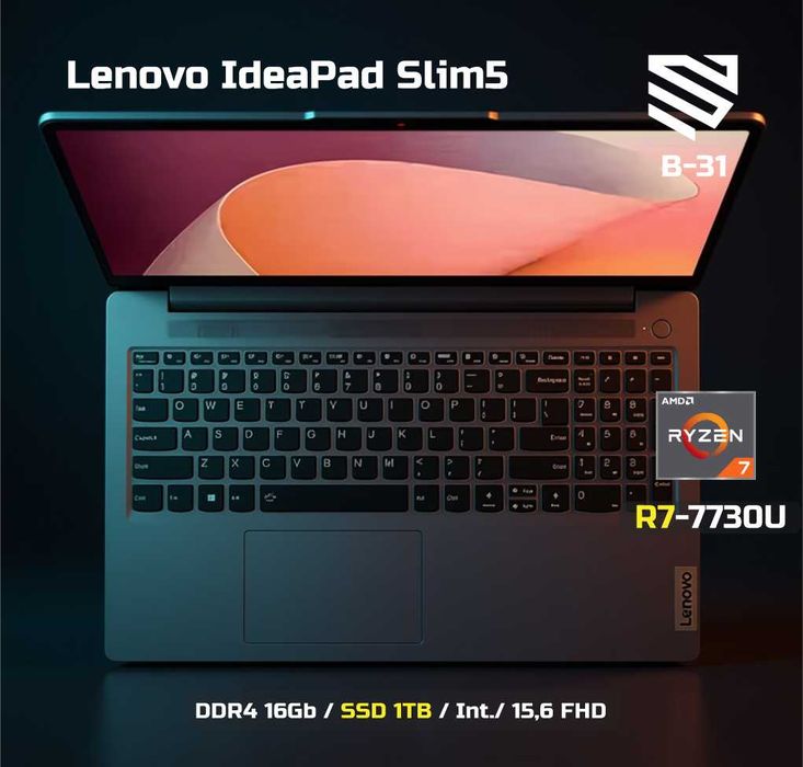 Lenovo IdeaPad Slim 3 15 / R7-7730U / D4 16Gb / SSD 1TB / 15,6 FHD