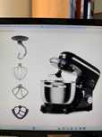 Mixer cu bol de 6L din inox BIOVITA, putere 1500W, Negru