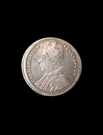 Moneda de argint an 1709, 21 gr Papa Clemens 11 , foarte rara pret fix