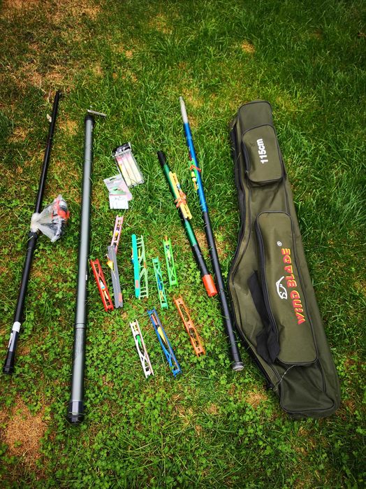 set complet de pescuit - 1 lanseta. 3 bete telescopice, line, husa