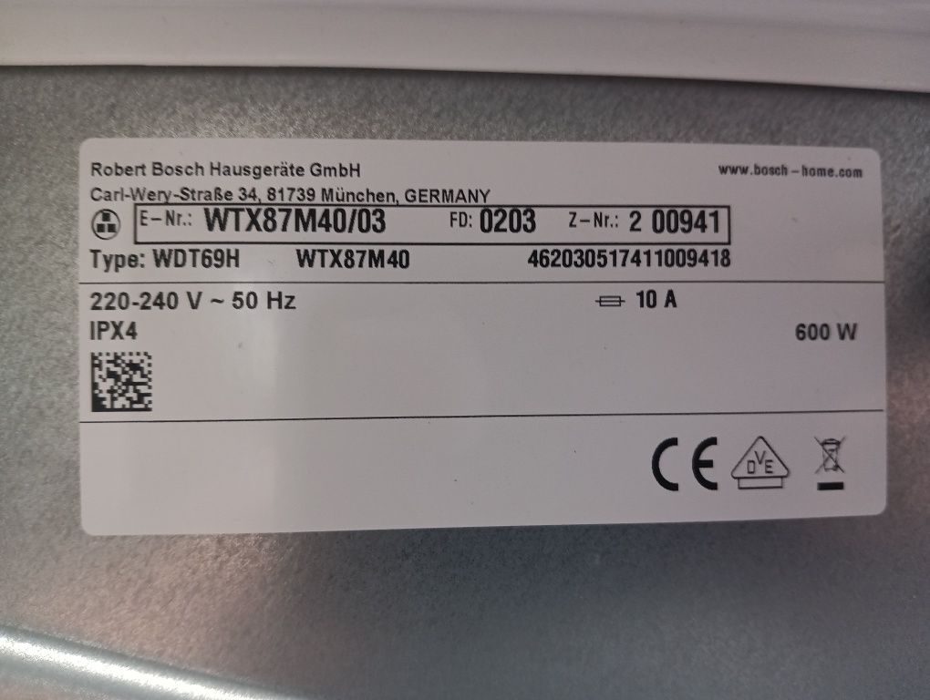 Комплект пералня Bosch SERIE 6 I-DOS 10кг и сушилня Bosch Serie8 WI-FI