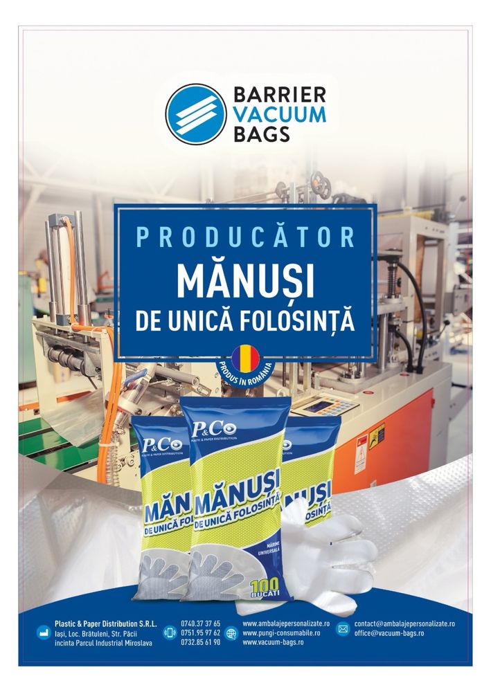 Linie  producție manuși unica folosință