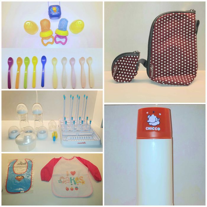 Комплекти за захранване, термос, изолатори за шишета, шишета, бандани