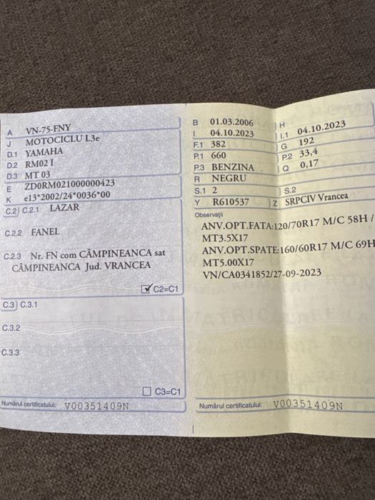 Vand motocicleta Yamaha MT-03 usor Negociabil