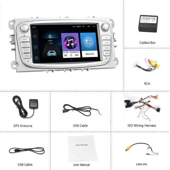OFERTA Navigatie cu Android gama Ford - 7" HD, WIFI, Bluetooth, USB