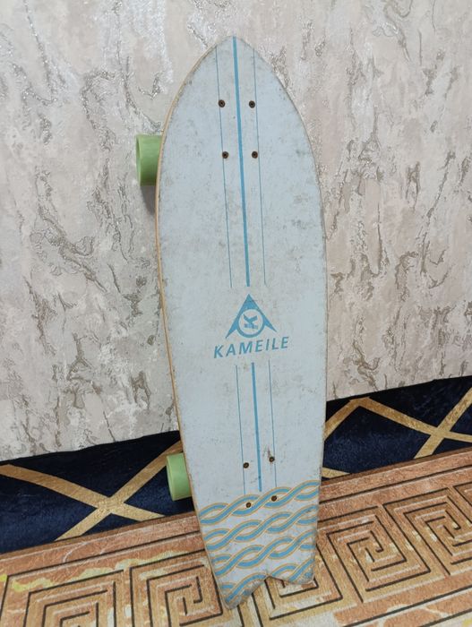 Скейтборд синий акула почти новый