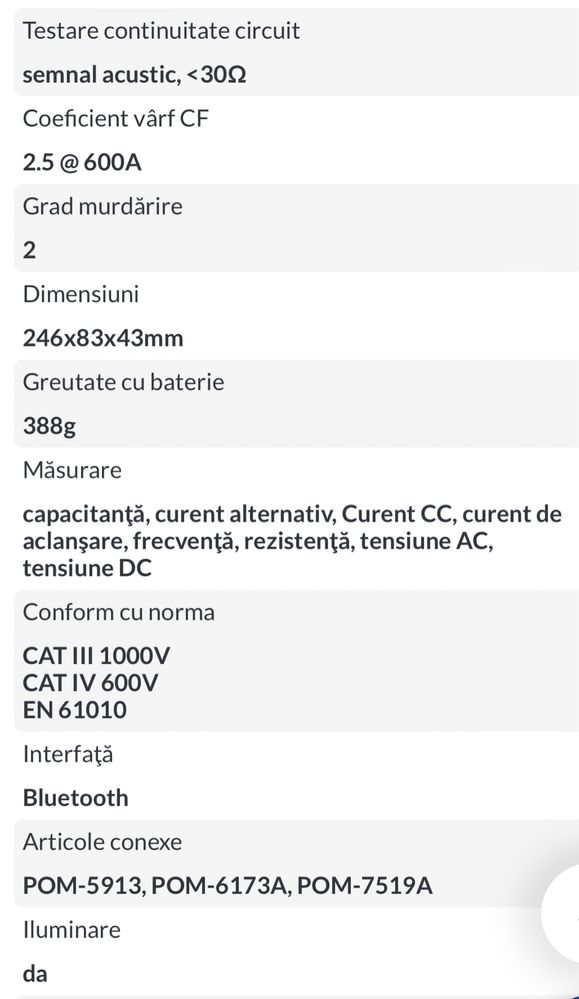 Aparat de măsură multifuncţional FLUKE 376 FC