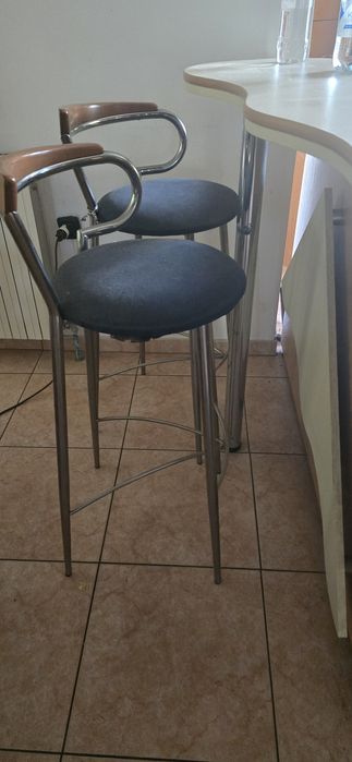 Scaun de bar din inox si lemn