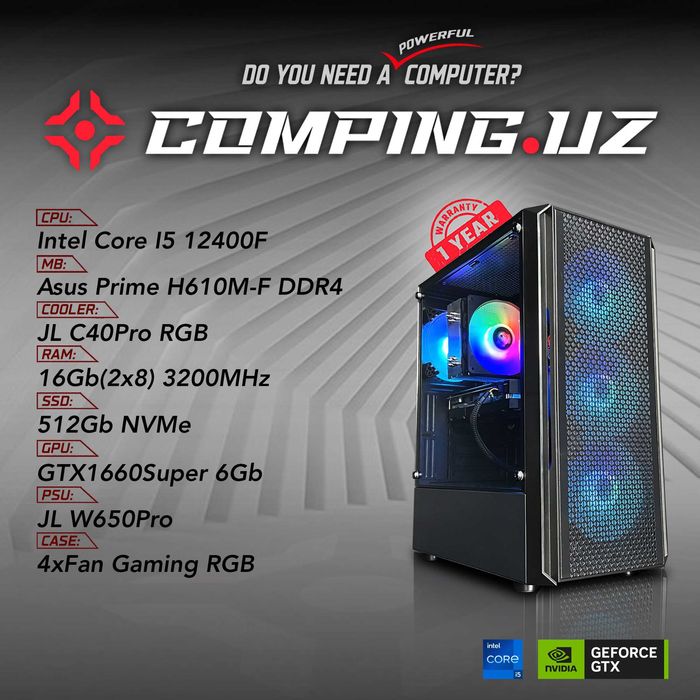 (NEW)12400F/H610M/16Gb/512Gb/GTX1660Super