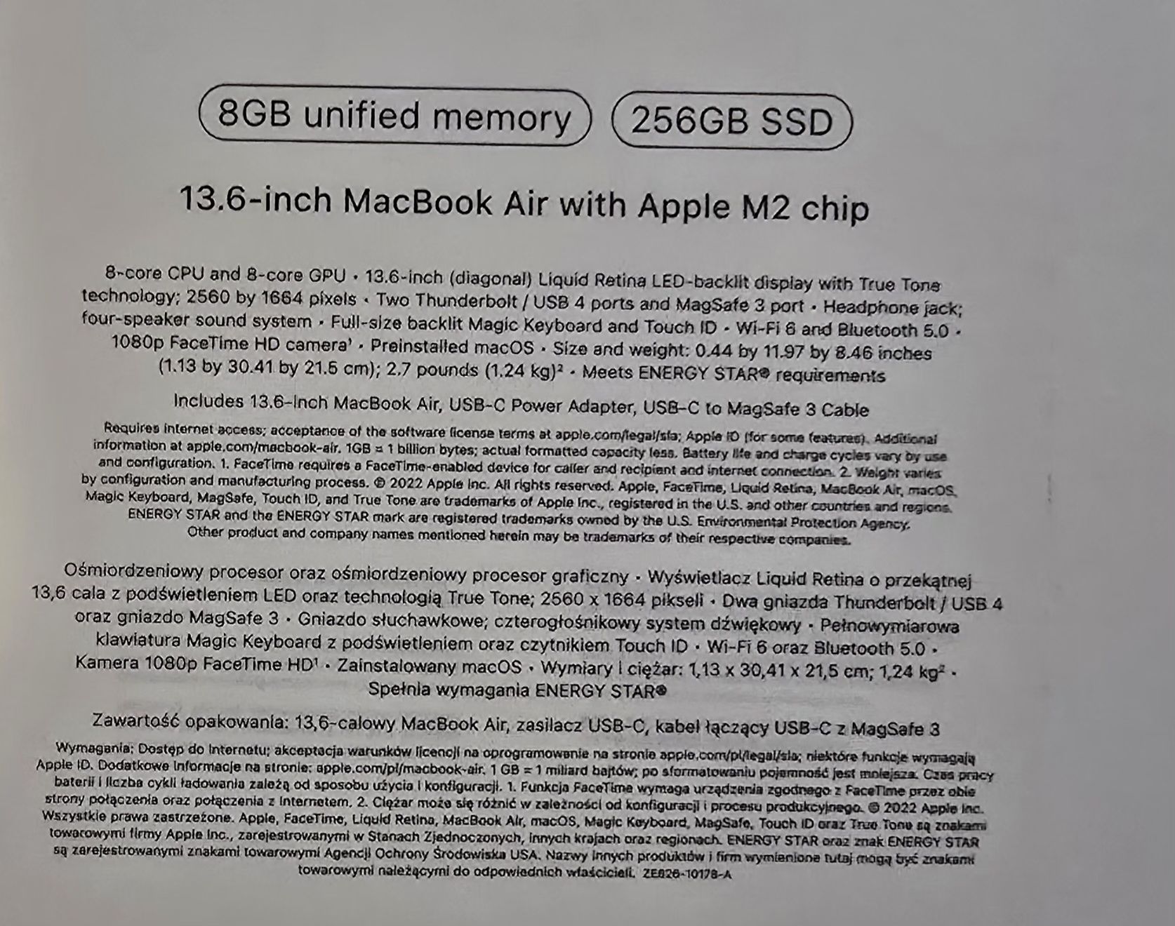 Macbook air 13.6" M2