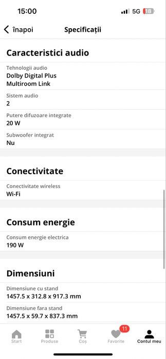 Televizor LED Smart Samsung, 163 cm