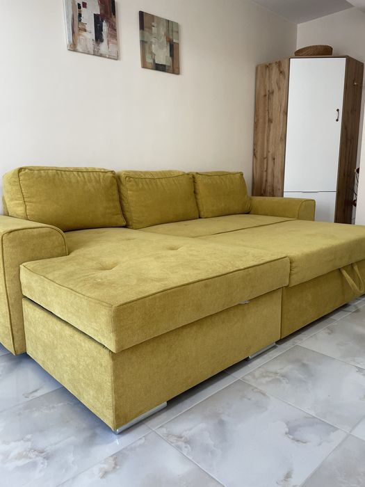 Ъглов диван горчица