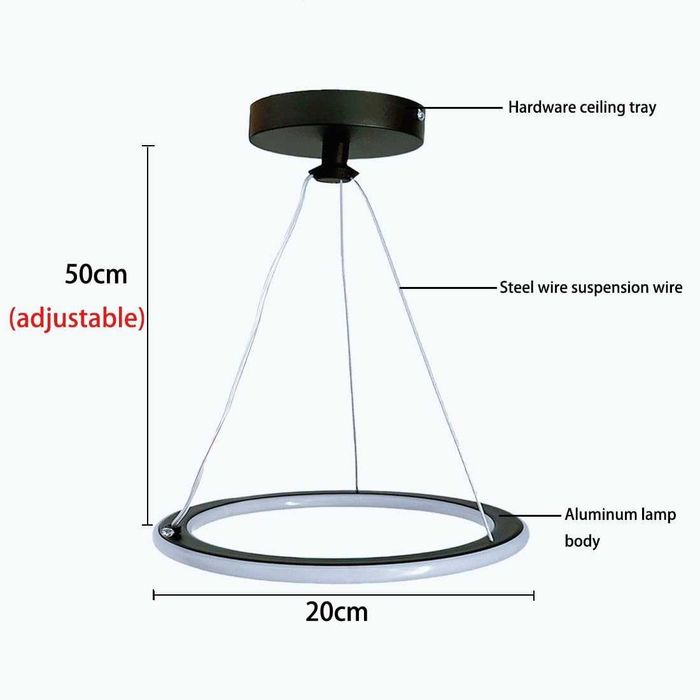 Модерен LED полилей с 1 пръстен, БЯЛ димируем осветител за таван