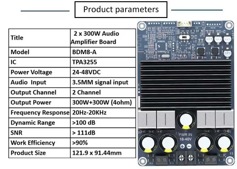 Усилвател 2x300W HIFI Digital Power Class D Amplifier Board TPA3255