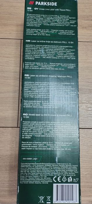 Nivela laser cu linii incrucisate, PARKSIDE,Raza de lucru 10 m, Nou!
