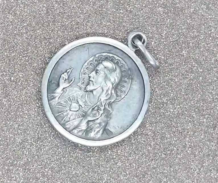 Pandantiv medalion din argint Isus și Fecioara cu Pruncul