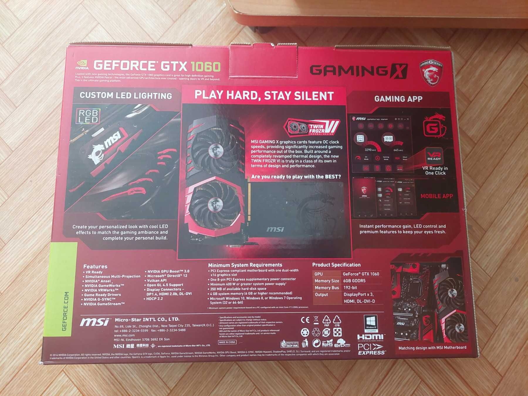 Видео карта MSI GeForce GTX 1060 6 GB