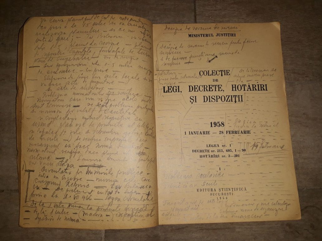 Colectie de legi, decrete, hotărâri si dispoziții 1958