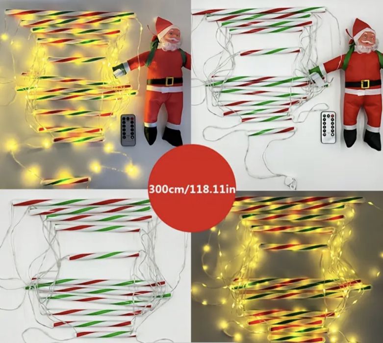 LED Дядо Коледа на стълба 170см