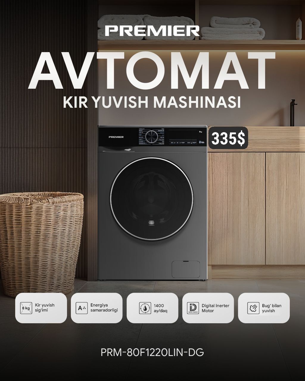 Автомат стиралка 8 кг/ кир ювиш машинаси/kir moshina/ inventor