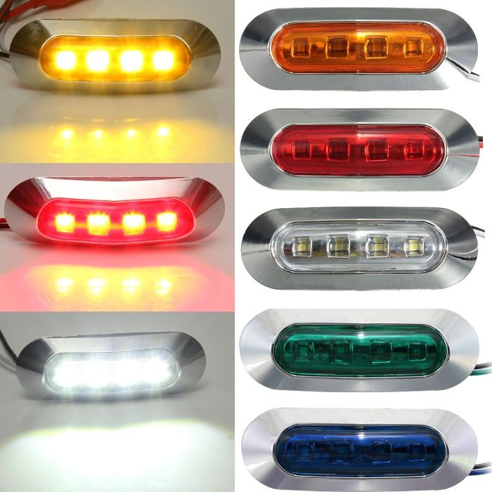 4 LED Светодиоден Габарит, Маркер, 5 цвята, Хромирана рамка, 12-24V