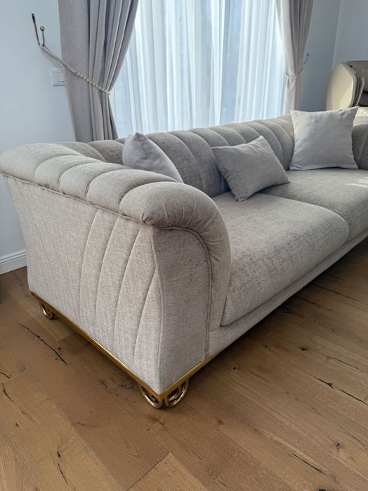 Set Canapele 3-3-2-1 Cappucino cu Auriu