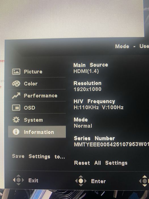 Vand monitor acer 100Hz