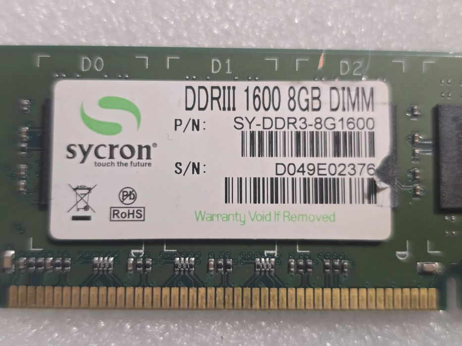 Memorie RAM desktop Sycron 8GB DDR3 1600MHz SY-DDR3-8G1600